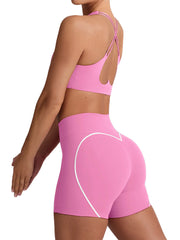 Breathable cute pink workout set for summer
