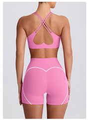 Breathable cute pink workout set for summer