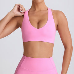 Breathable cute pink workout set for summer