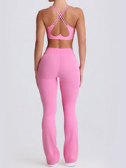 Stretchy pink lounge workout set for comfort