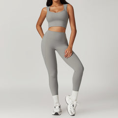 Soft and stretchy white workout set for a flattering fit