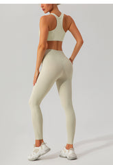 Stylish white workout set with side pockets
