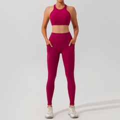 Stylish white workout set with side pockets