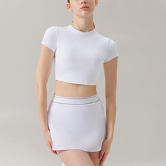 Cute matching white workout set for fitness