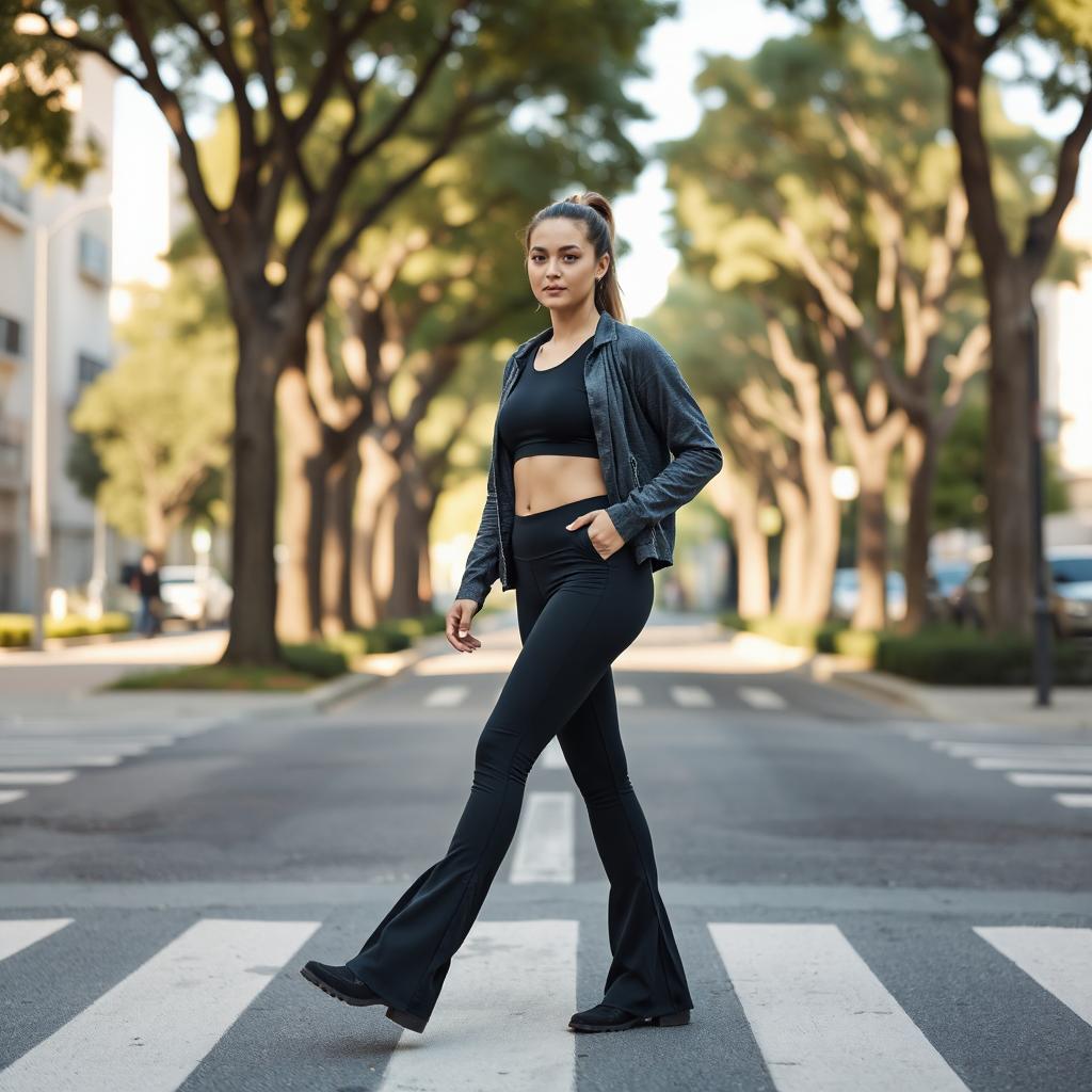 Black Flare Leggings with Pockets 1