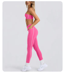 Stretchy pink yoga set for active women
