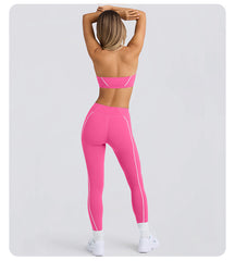 Stretchy pink yoga set for active women