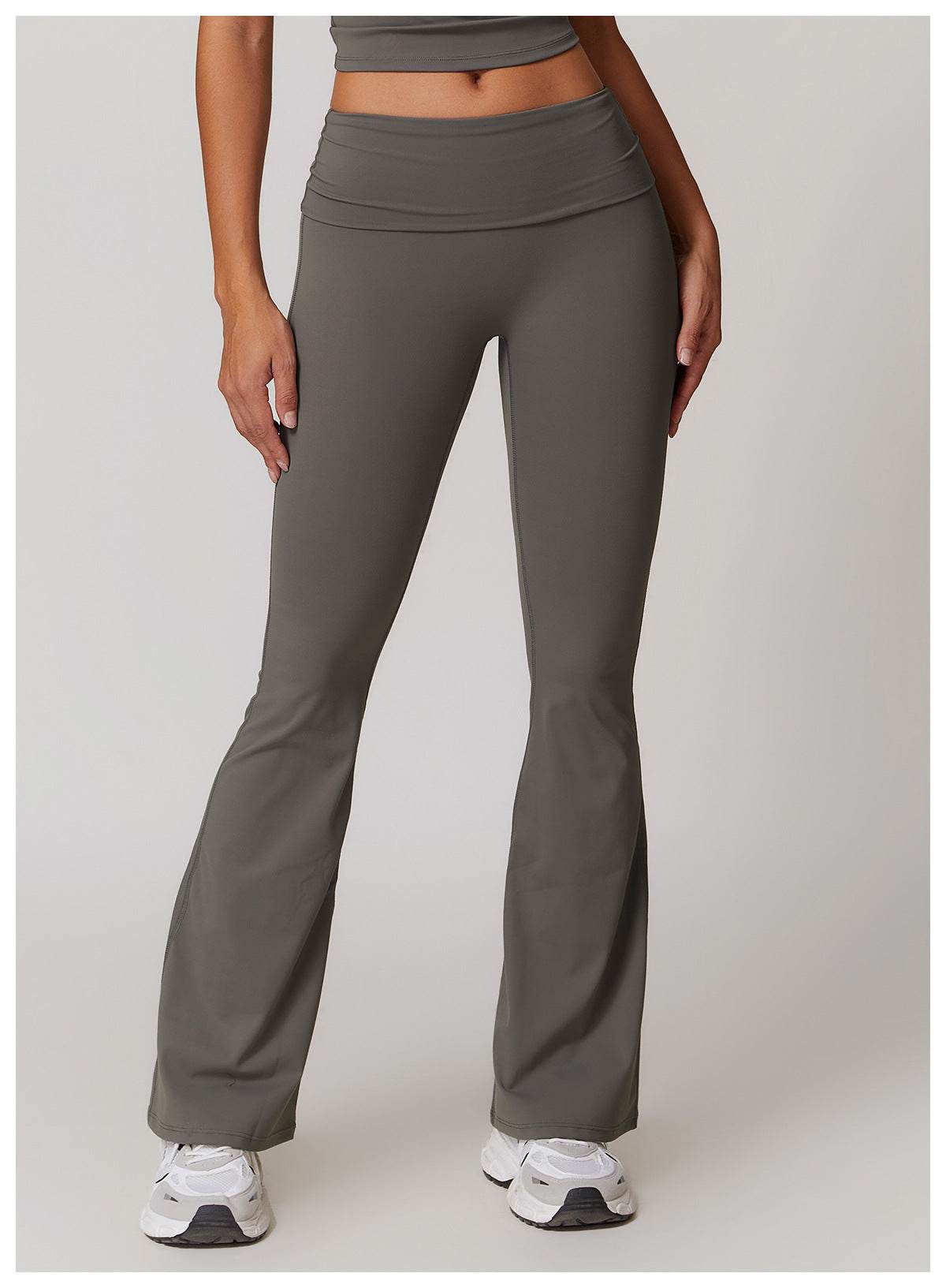Soft grey flare leggings for gym and workouts - LANIZI