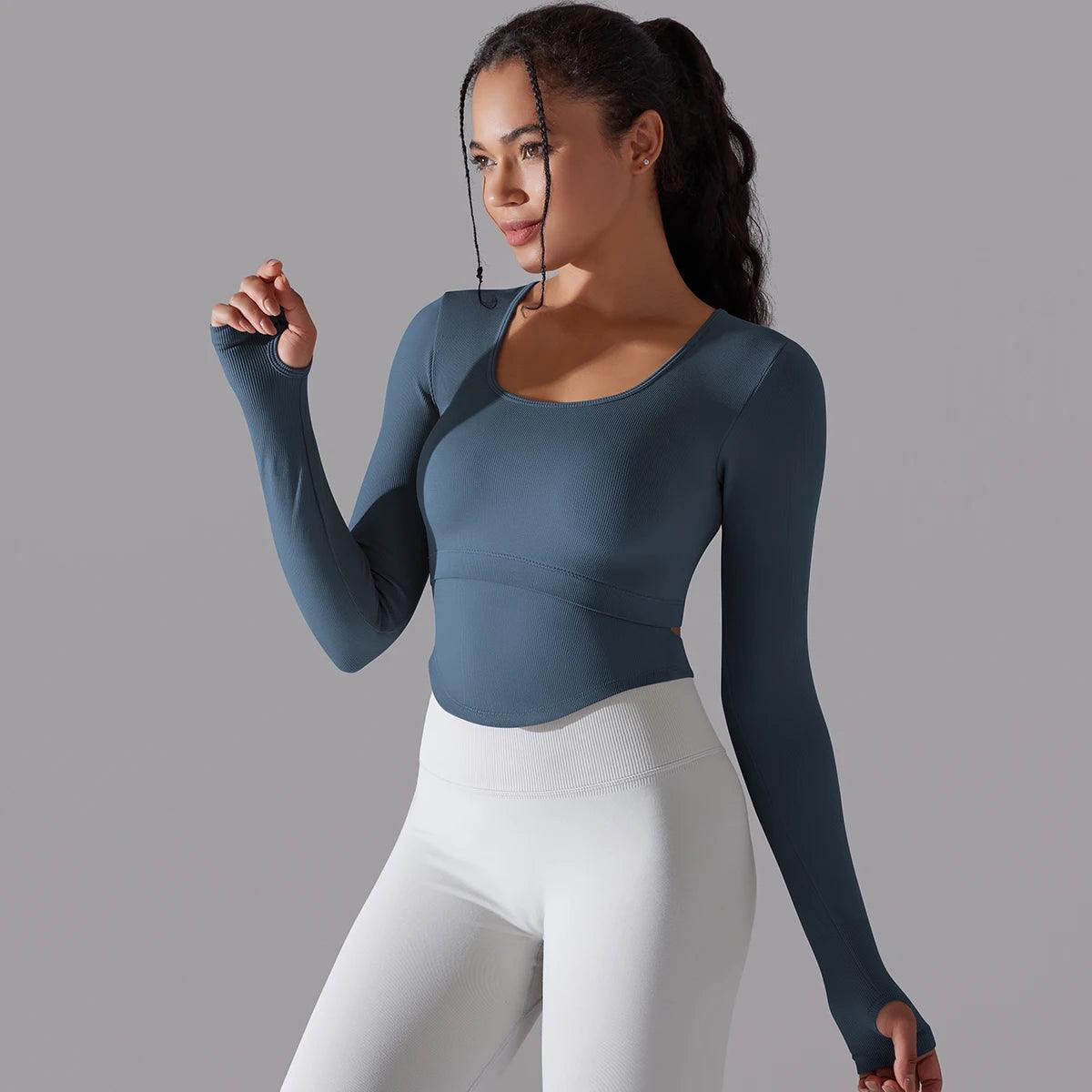 ladies long sleeve exercise tops 8