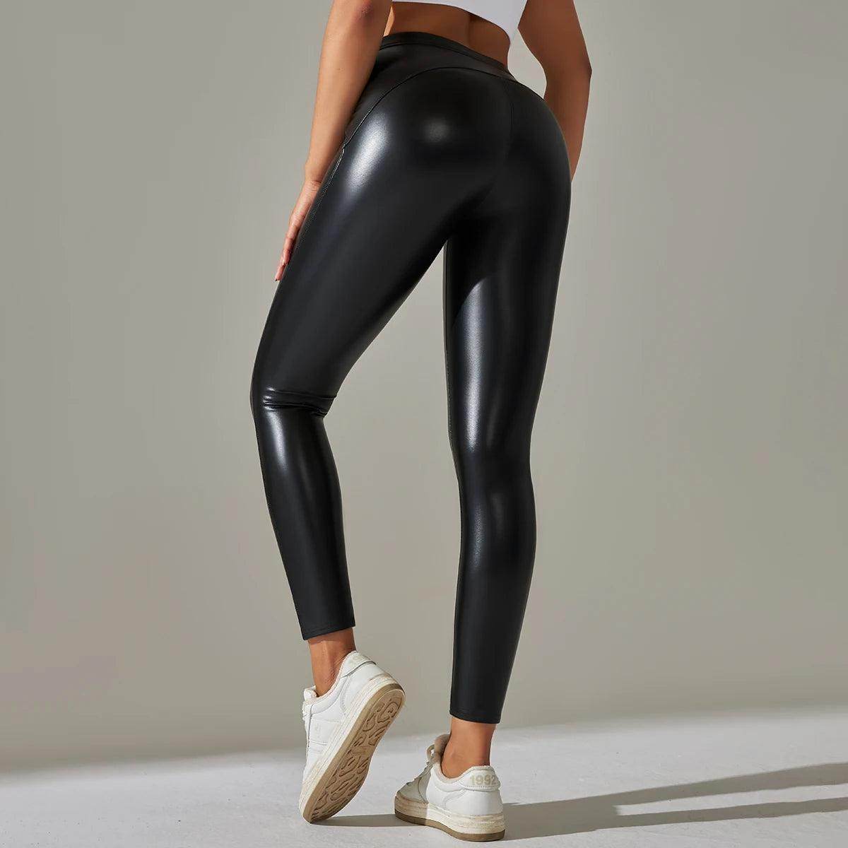 Sleek patent leather leggings for a modern, edgy style - LANIZI