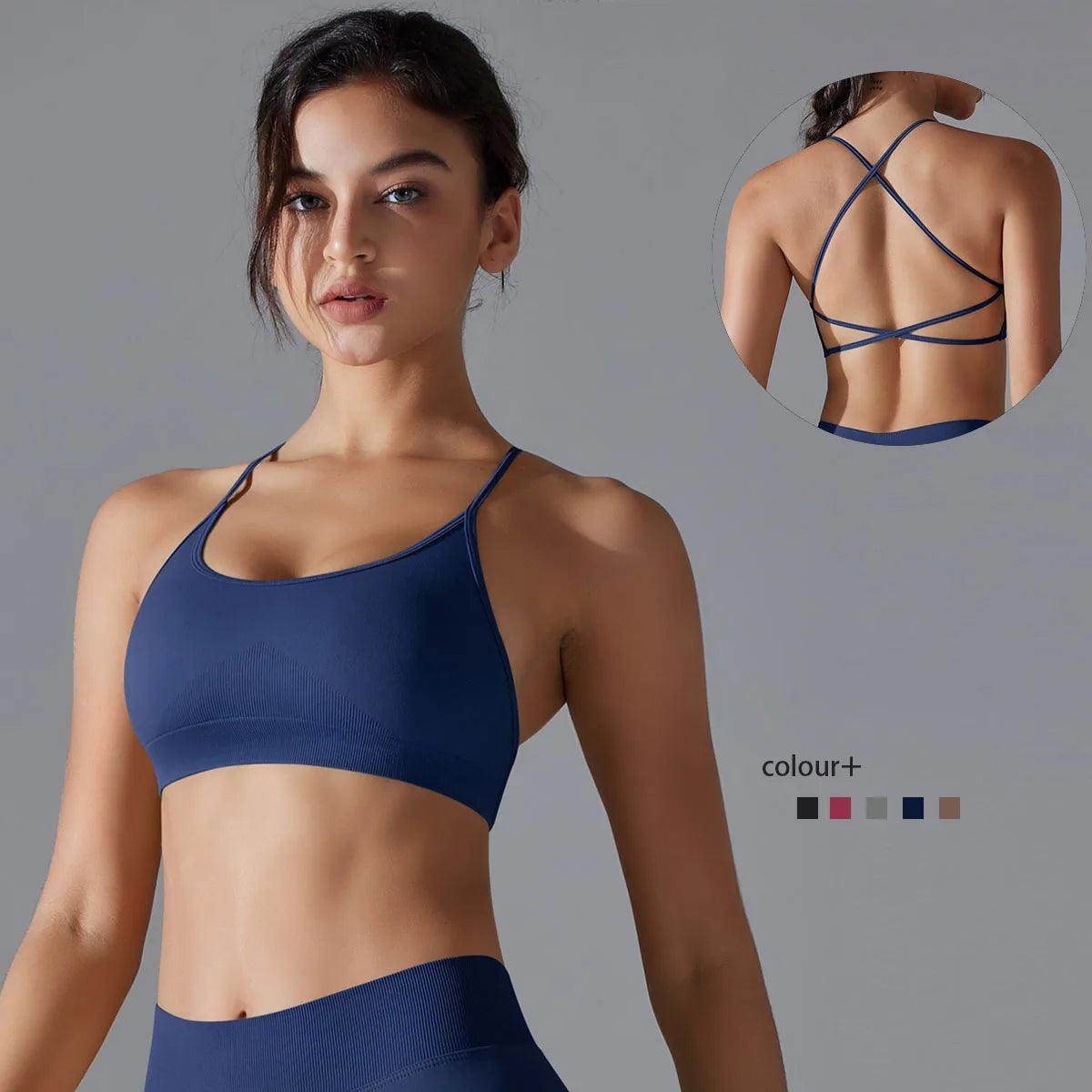 Black sports bra crop top perfect for yoga and training - LANIZI