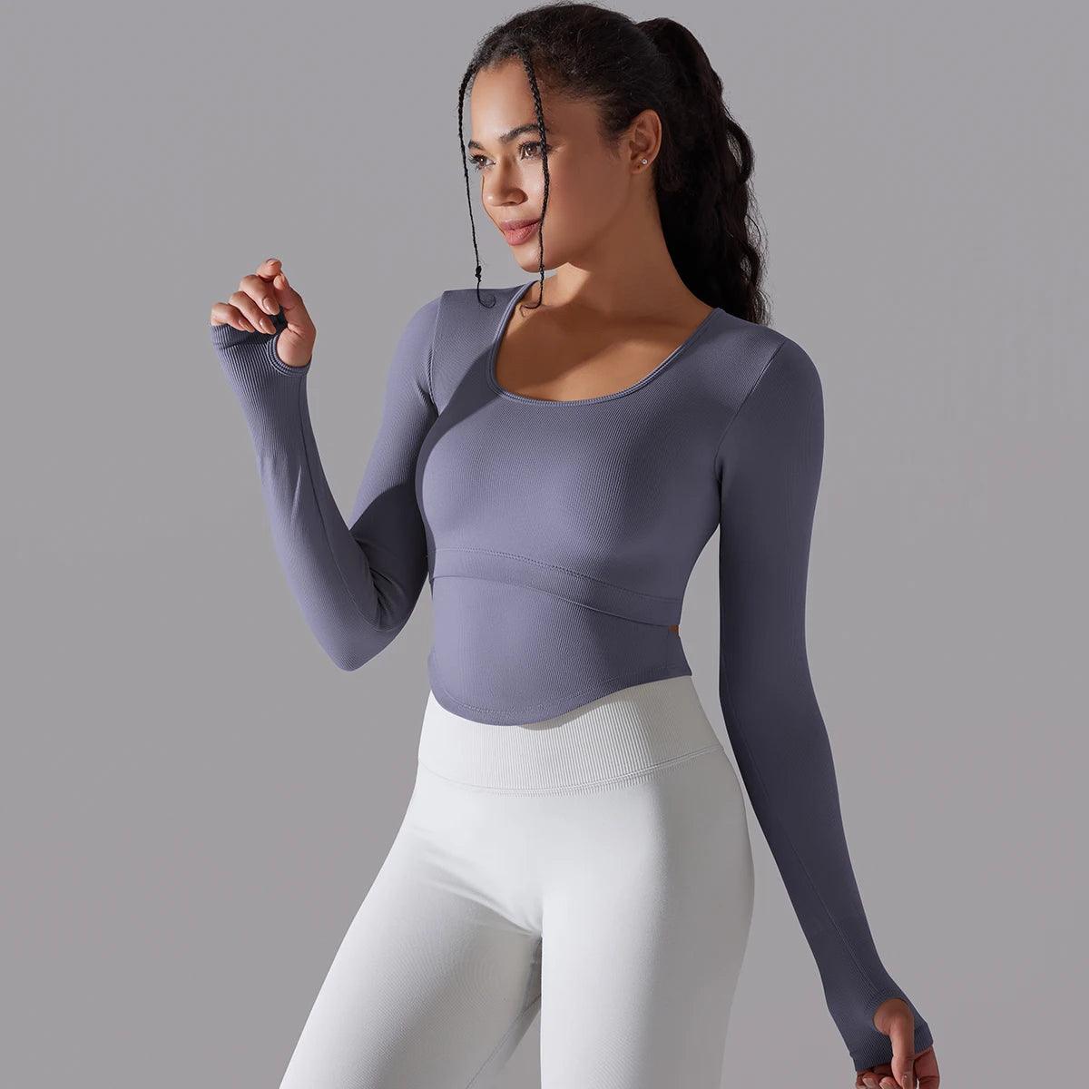 ladies long sleeve exercise tops 15