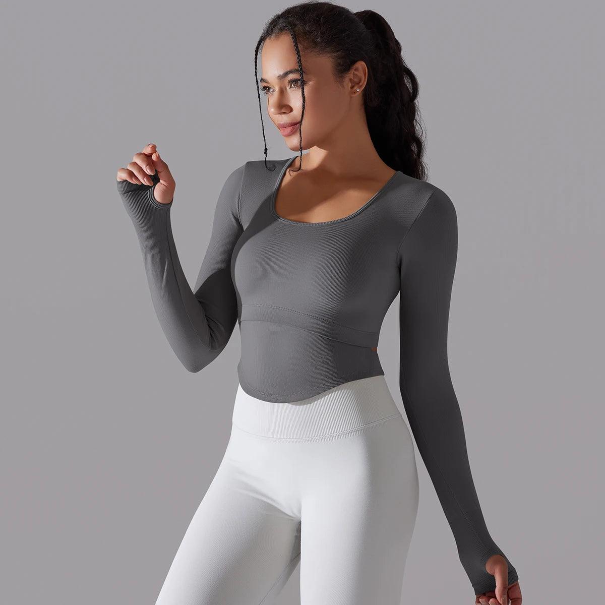 ladies long sleeve exercise tops 13