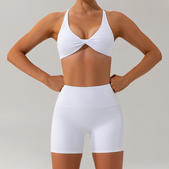 Trendy solid white workout set for women