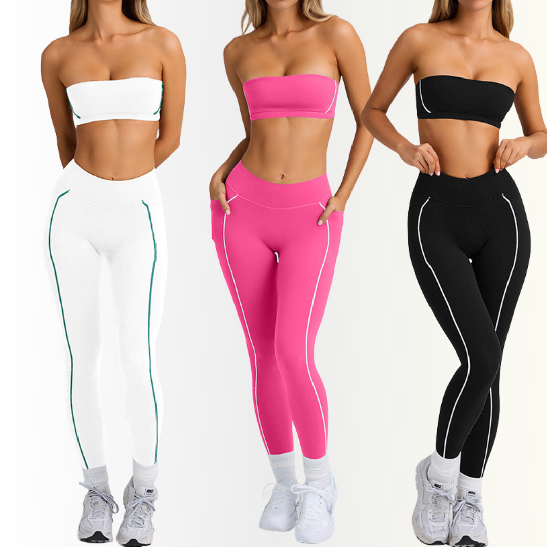 Stretchy pink yoga set for active women